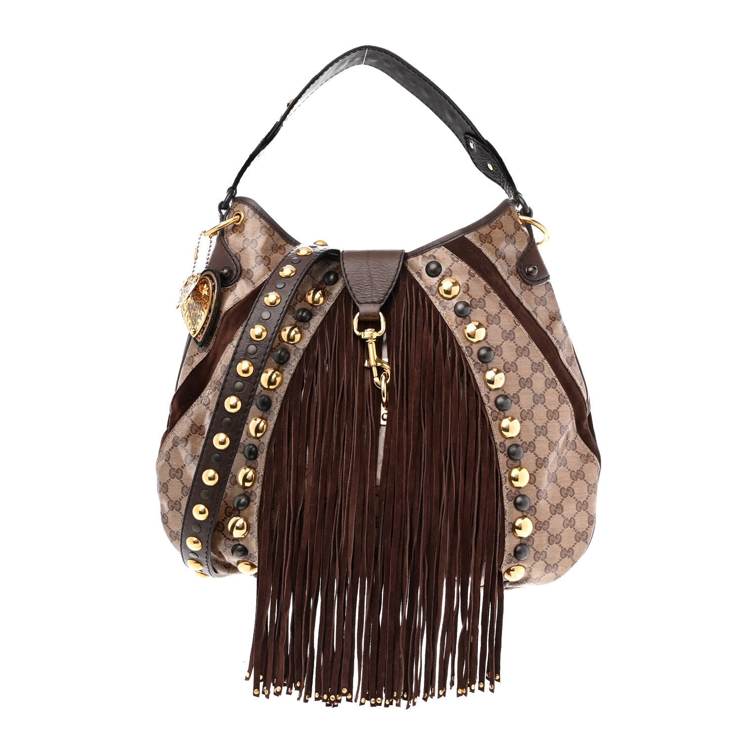 Gucci Crystal Monogram Fringe Babouska Hobo 1 of 8