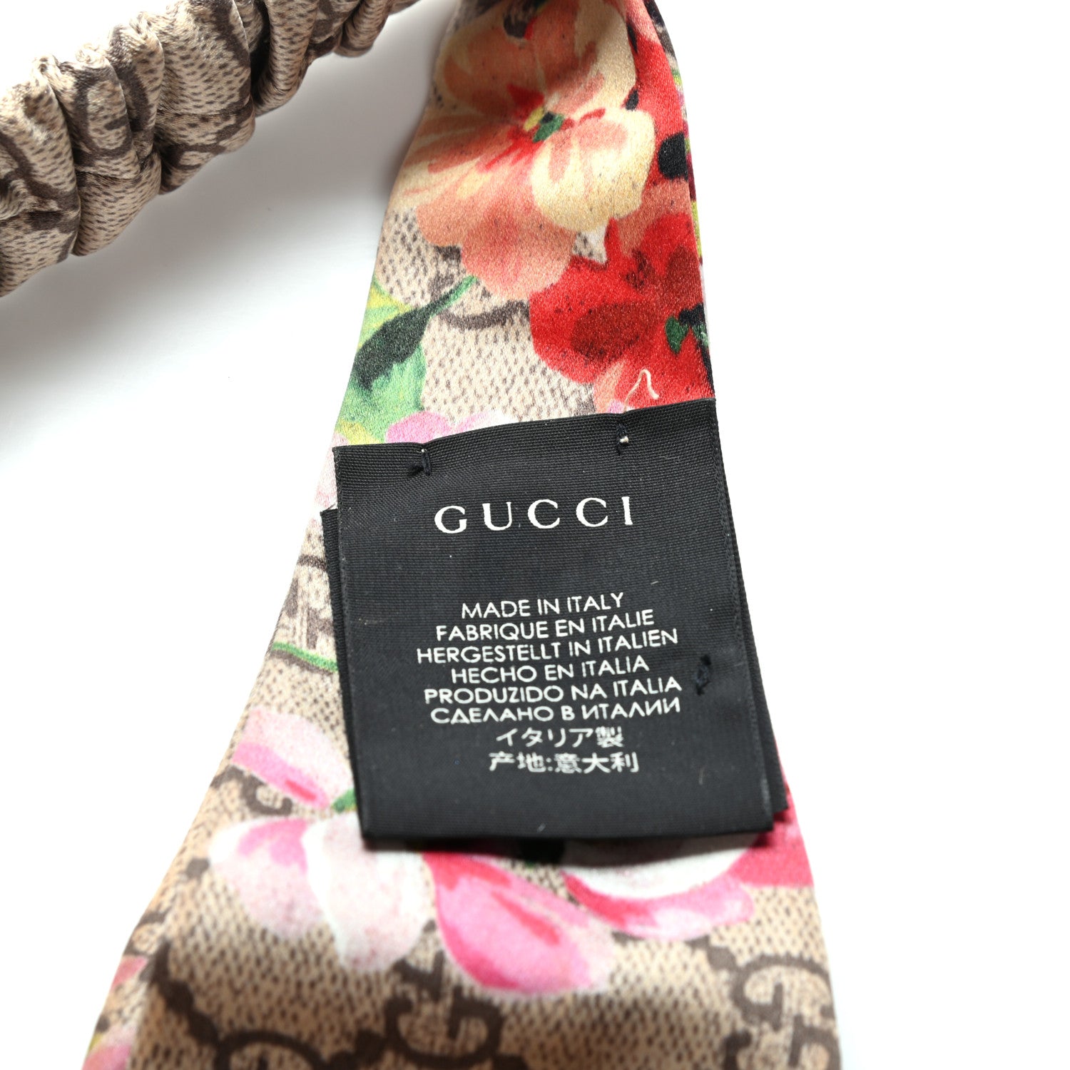 Gucci Silk Monogram Blooms Print Headband Antique Rose 3 of 4