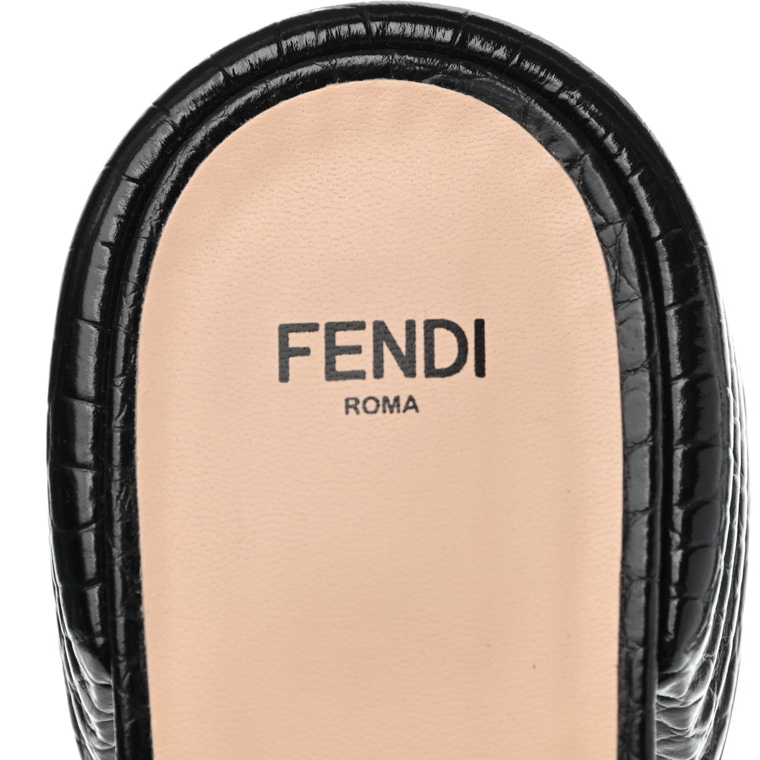 Fendi Vitello Crocodile Embossed Promenade Ankle Strap Sandals 41 Black 7 of 7