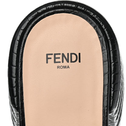 Fendi Vitello Crocodile Embossed Promenade Ankle Strap Sandals 41 Black 7 of 7