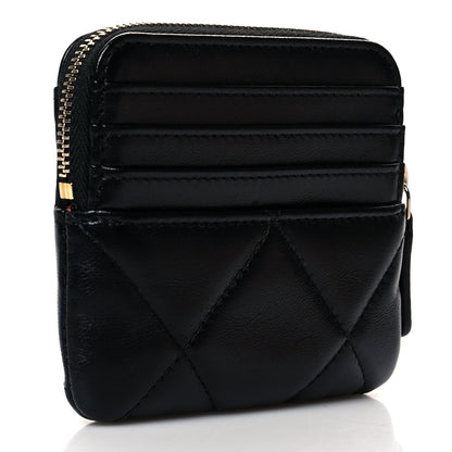 Chanel Lambskin Quilted Chanel 19 Zip Card Holder Wallet Black 3 of 8
