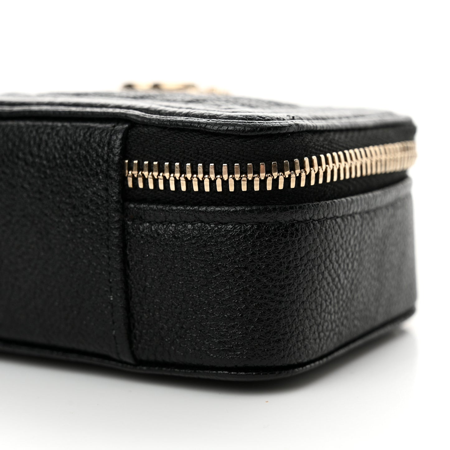 Caviar Chevron Quilted Mini Boy Clutch With Chain Black