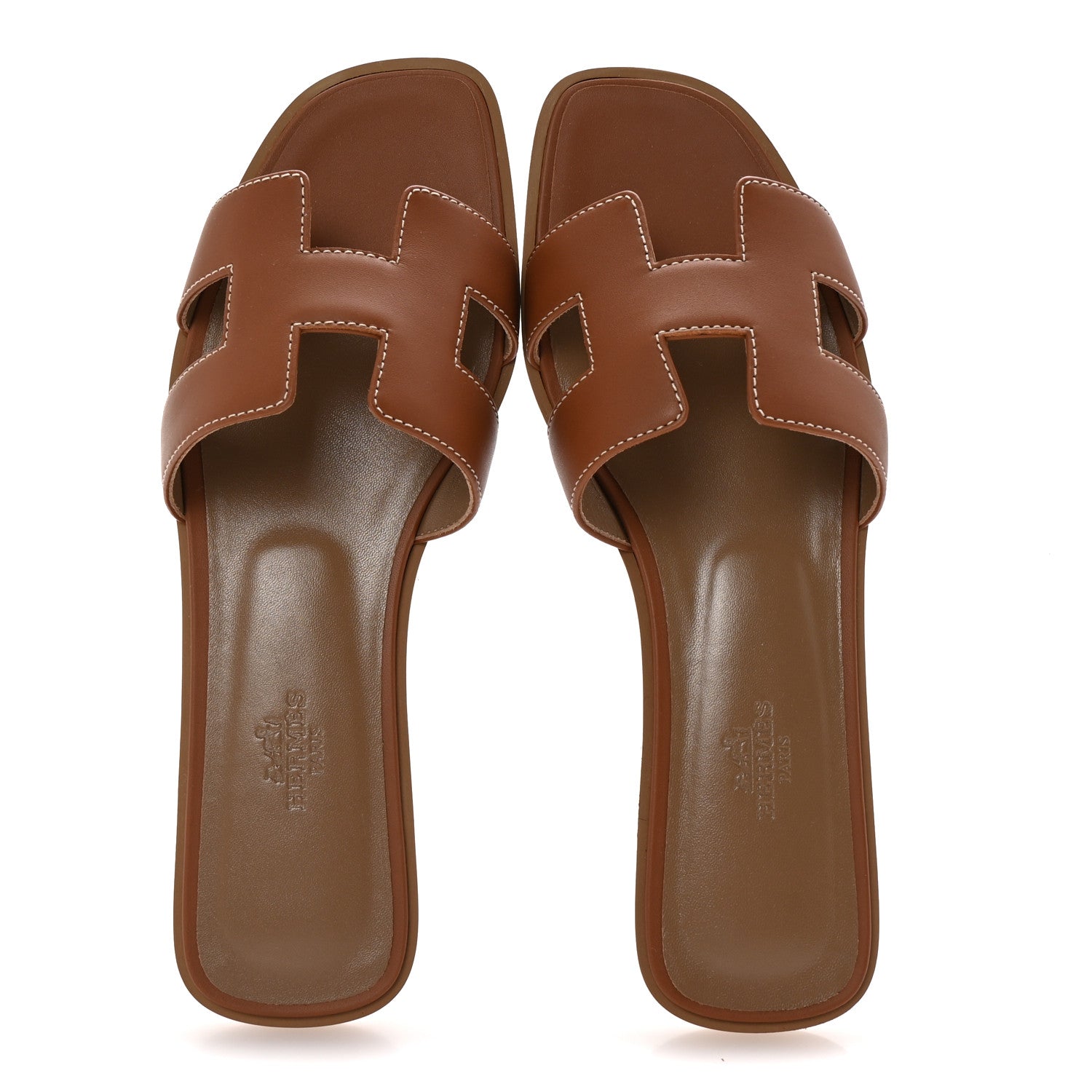 Hermes Box Calfskin Oran Sandals 39 Gold 2 of 10