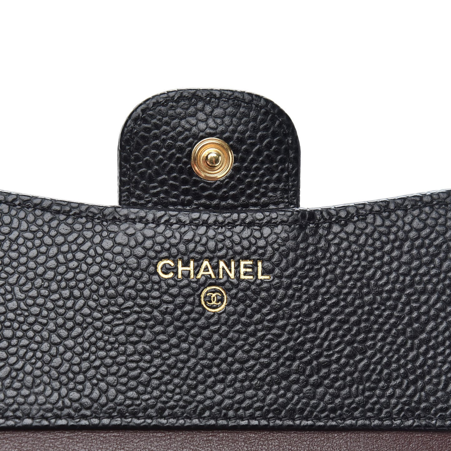 Caviar Quilted Compact Flap Wallet Black