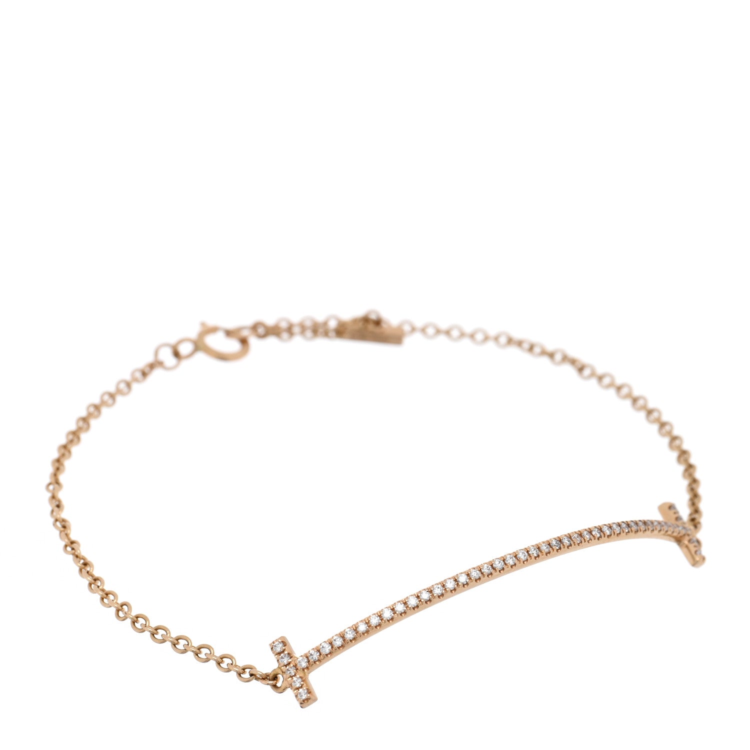 Tiffany 18K Rose Gold Diamond T Smile Bracelet 1 of 3