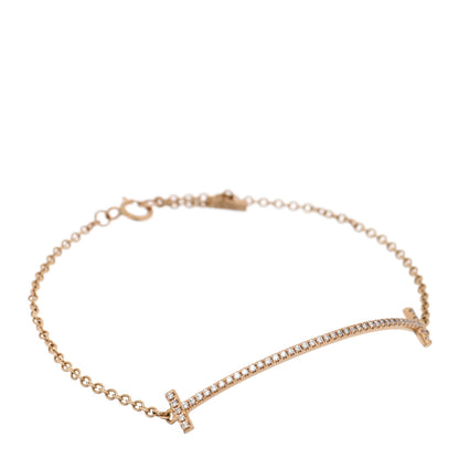 Tiffany 18K Rose Gold Diamond T Smile Bracelet 1 of 3