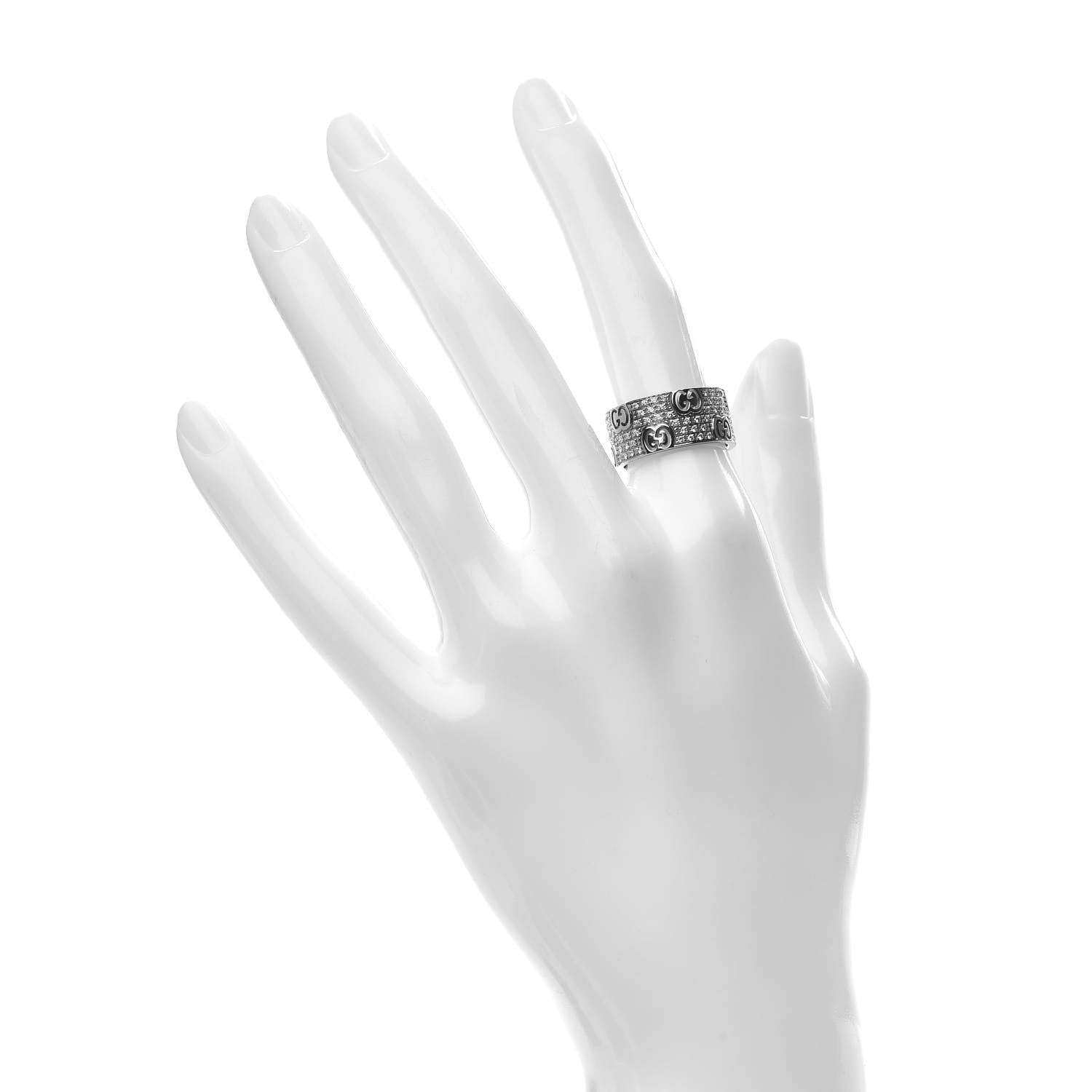 Gucci 18K White Gold Diamond Wide Icon Stardust Band Ring 52 6 2 of 5
