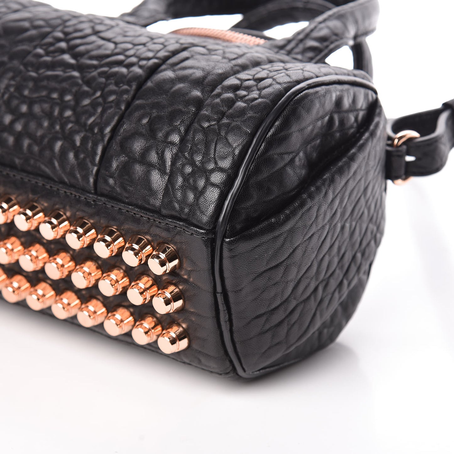 Pebbled Lambskin Mini Rockie Black Rose Gold Hardware