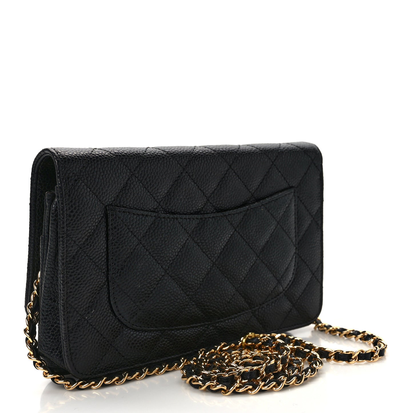 Caviar Quilted Wallet on Chain WOC Black