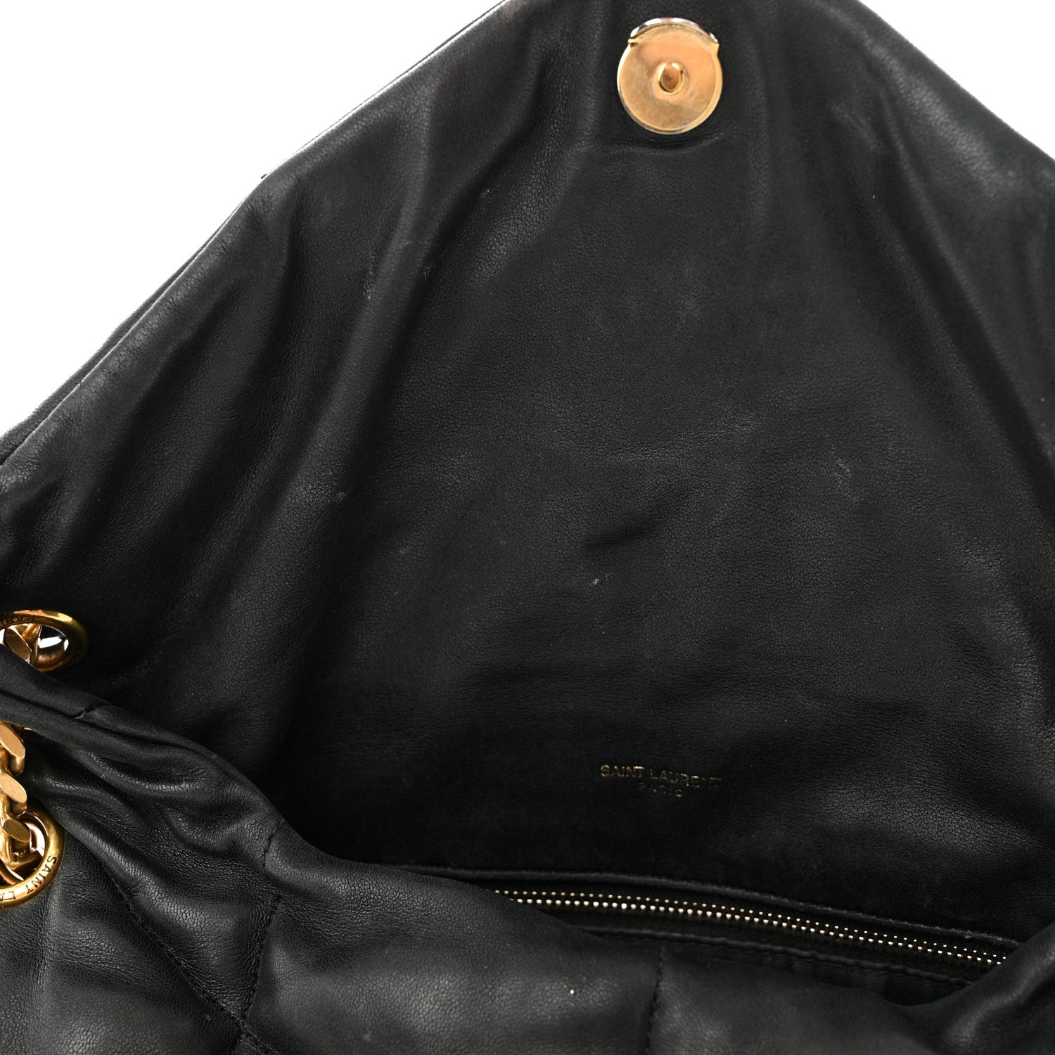 Saint Laurent Lambskin Quilted Medium Loulou Puffer Monogram Chain Satchel Black 15 of 15