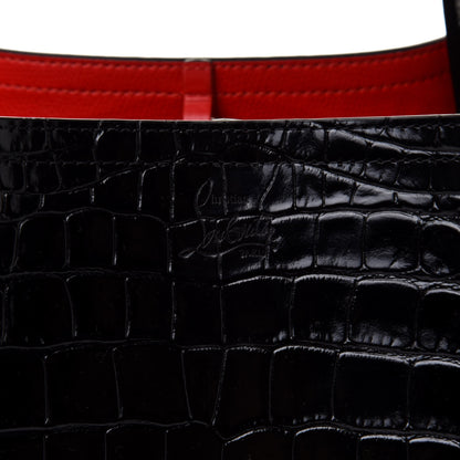 Christian Louboutin Crocodile Embossed Calfskin Spiked Small Cabarock Shopper Tote Black 6 of 8