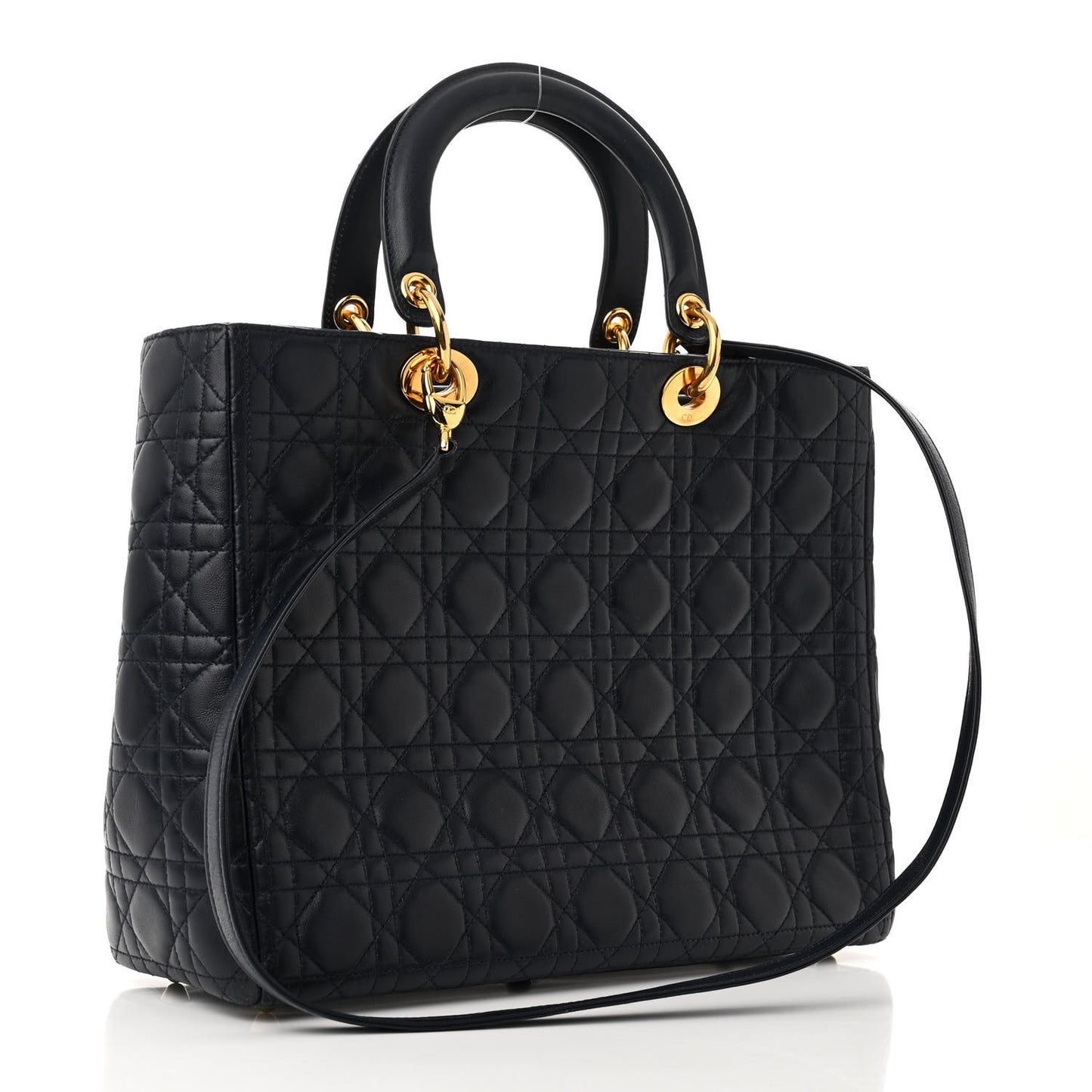 Lambskin Cannage Large Lady Dior Navy Blue