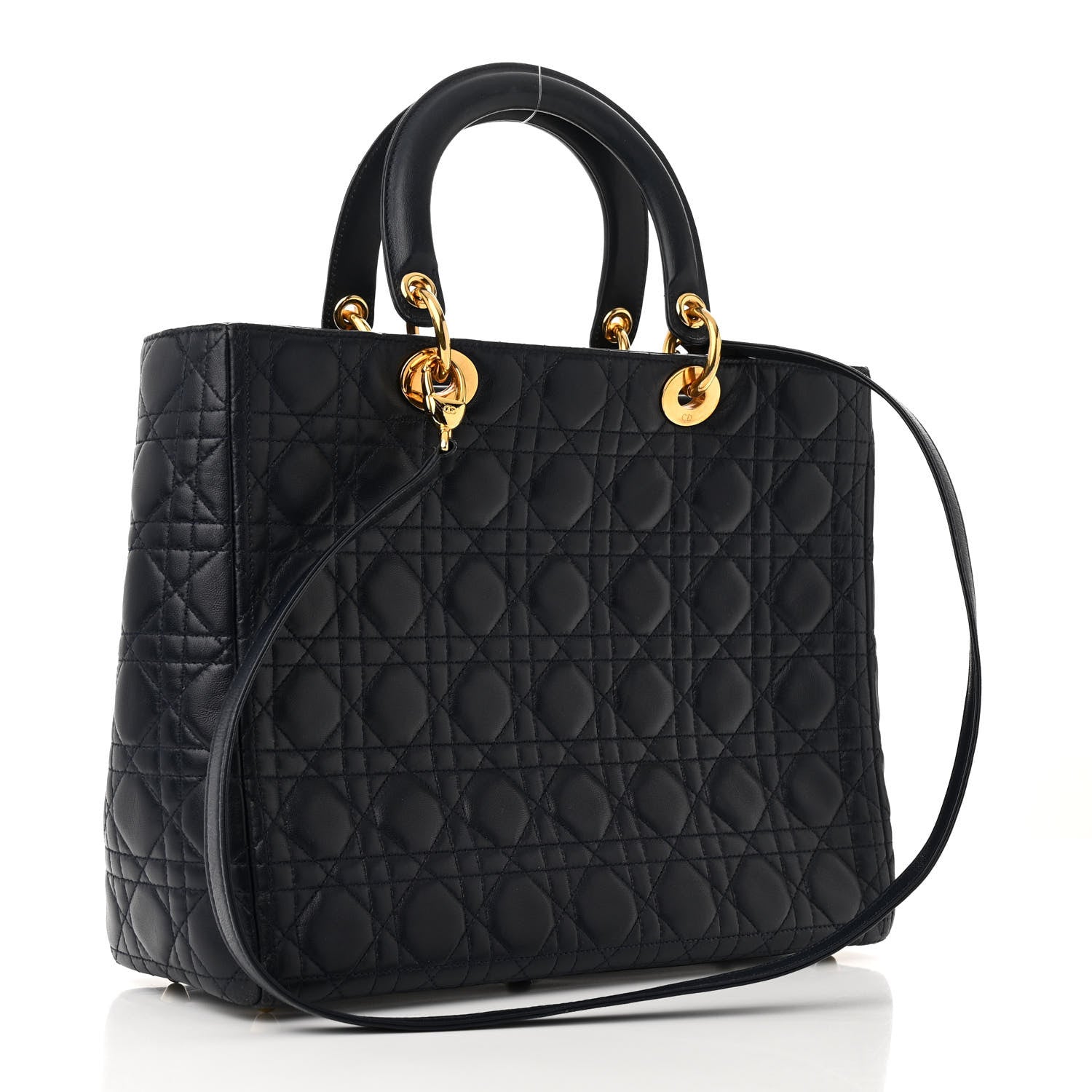 Christian Dior Lambskin Cannage Large Lady Dior Navy Blue 3 of 12