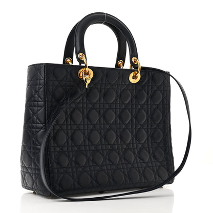 Christian Dior Lambskin Cannage Large Lady Dior Navy Blue 3 of 12