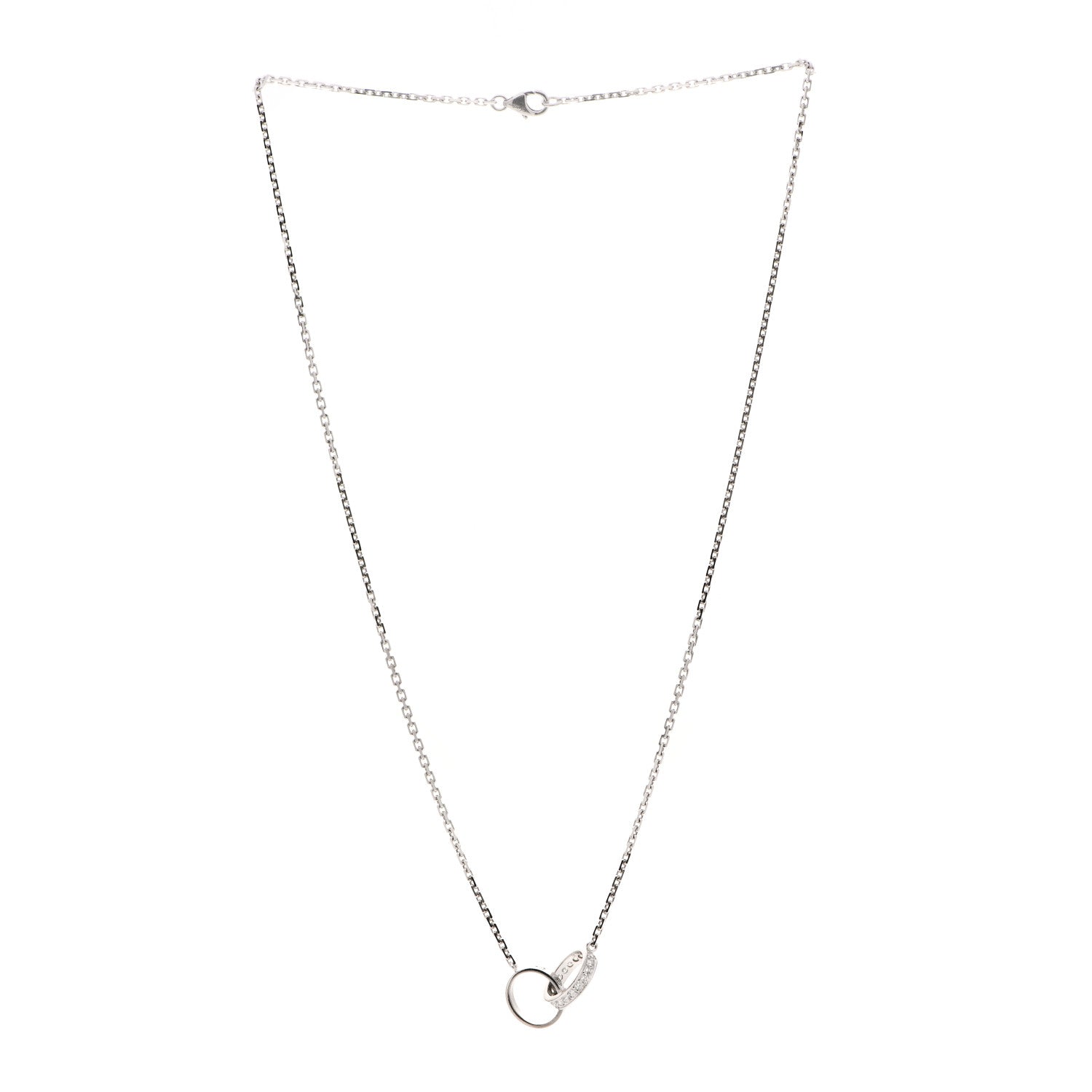 Cartier 18K White Gold Diamond Interlocking LOVE Necklace 3 of 6