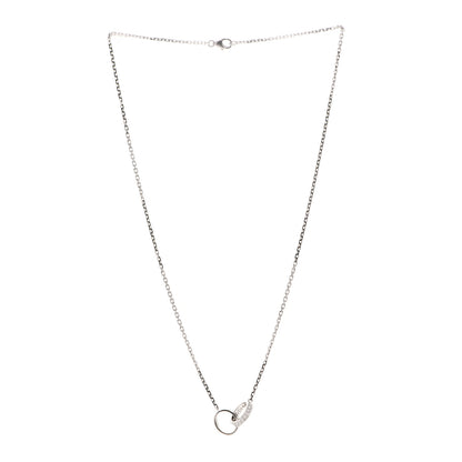 Cartier 18K White Gold Diamond Interlocking LOVE Necklace 3 of 6