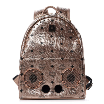 MCM Metallic X Wizpak Visetos Studded Sound System Speaker Backpack Champagne Gold 1 of 8