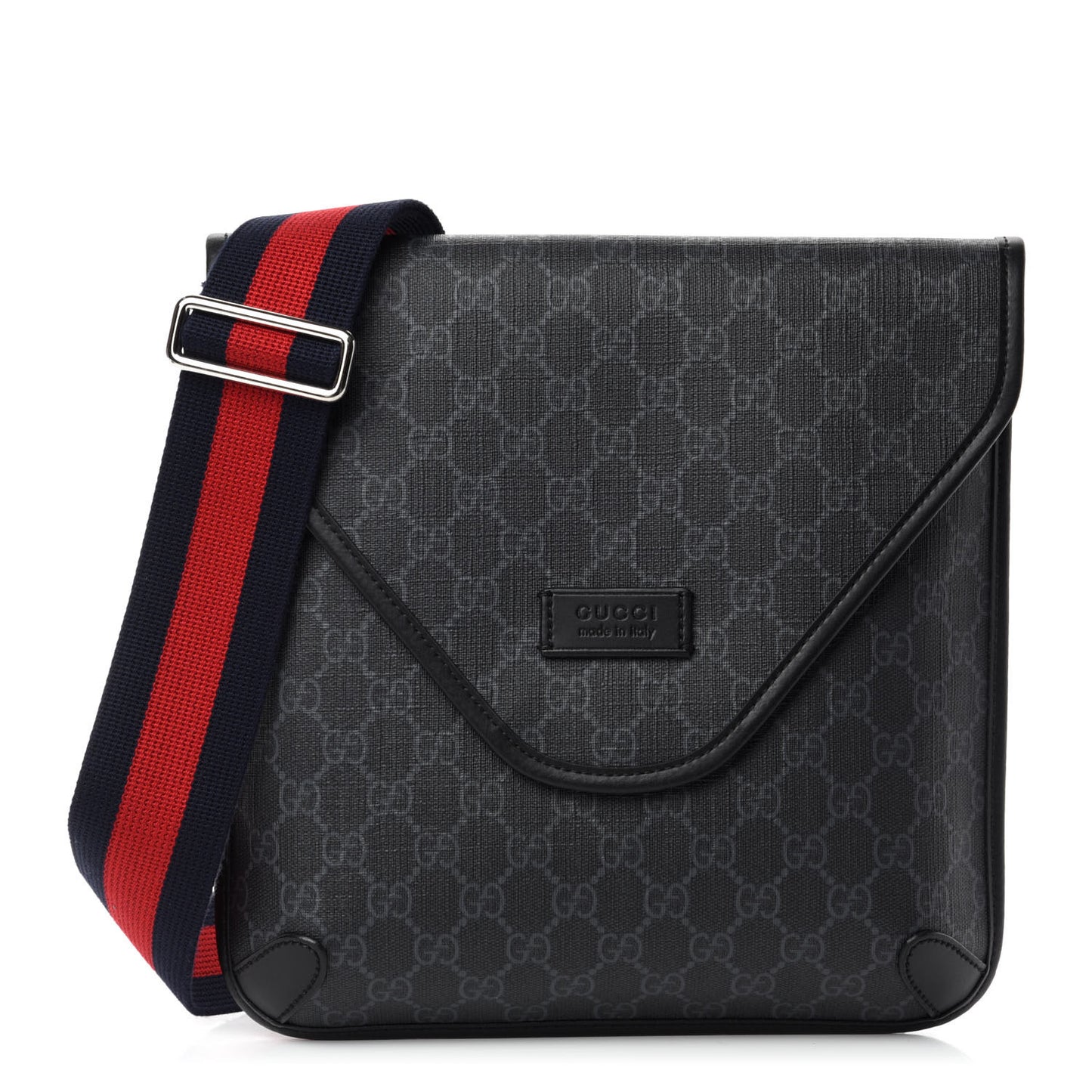 GG Supreme Monogram Web Medium Messenger Bag Black Grey