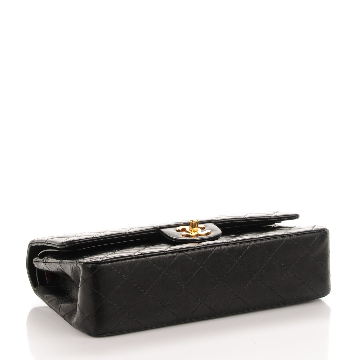 Lambskin Quilted Medium Double Flap Black