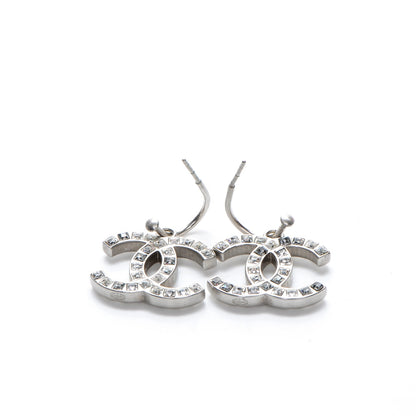 Chanel Baguette Crystal CC Dangle Earrings Silver 3 of 6