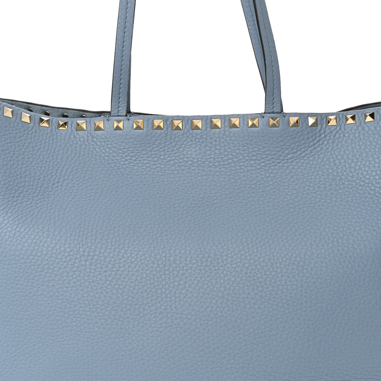 Grained Calfskin Rockstud Shoulder Tote Niagara