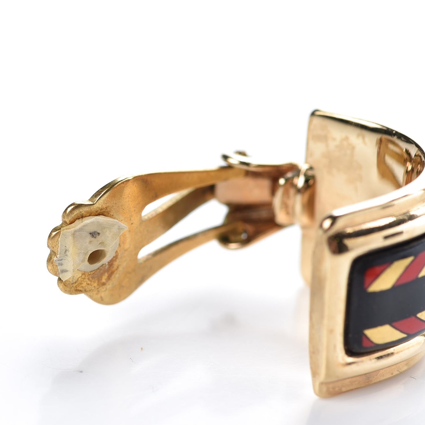 Enamel Clip On Earrings Gold