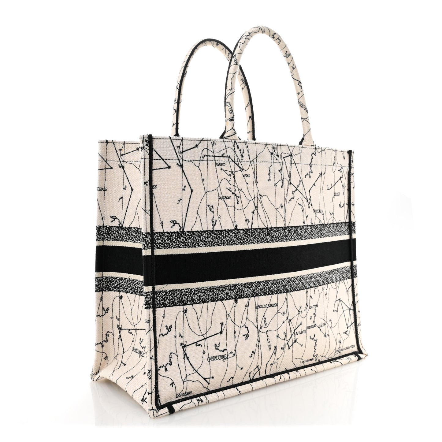 Canvas Embroidered Zodiac Book Tote Latte Multicolor