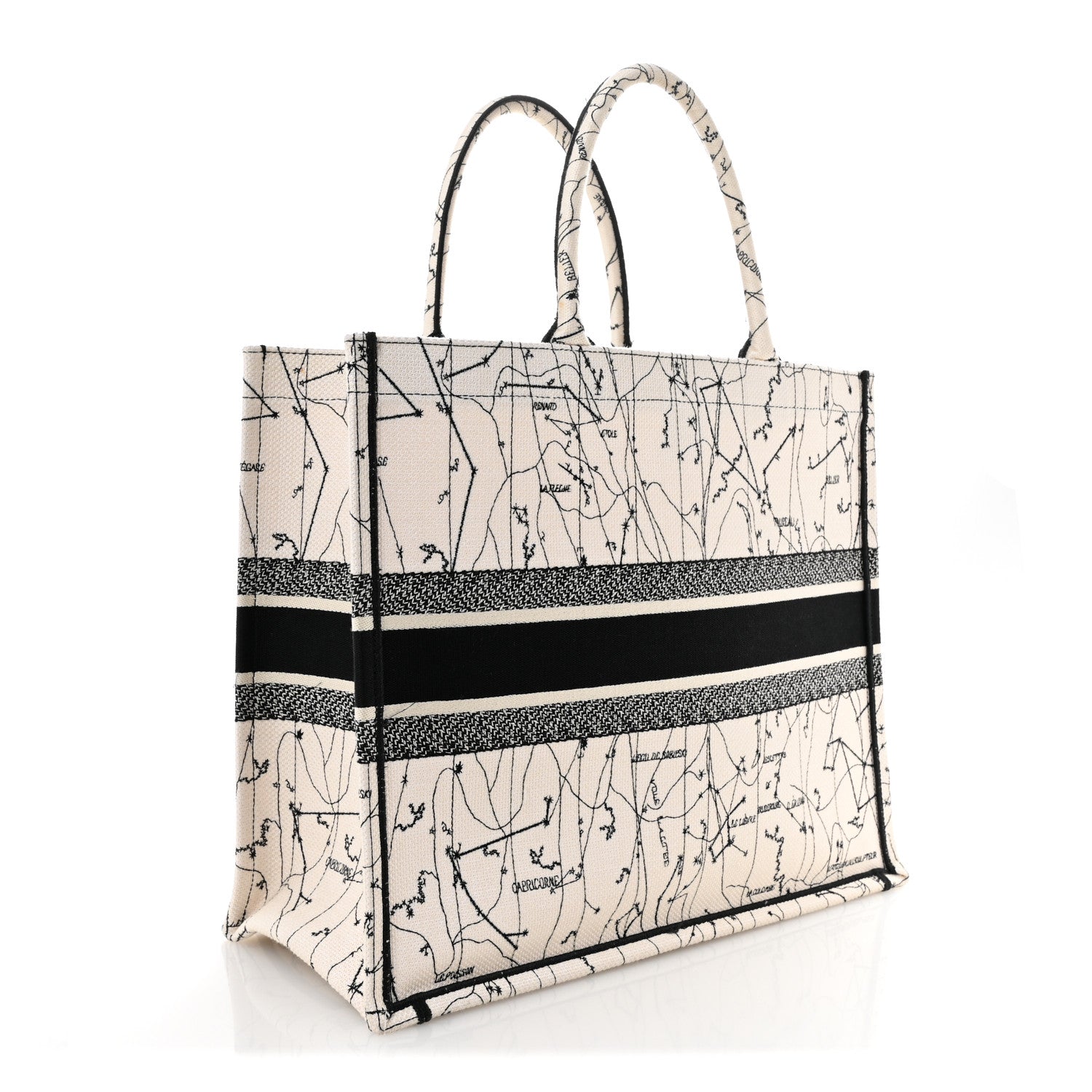 Christian Dior Canvas Embroidered Zodiac Book Tote Latte Multicolor 3 of 14