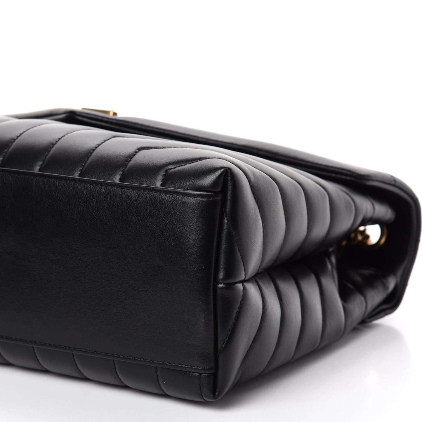 Calfskin Y Quilted Monogram Medium Loulou Chain Satchel Black