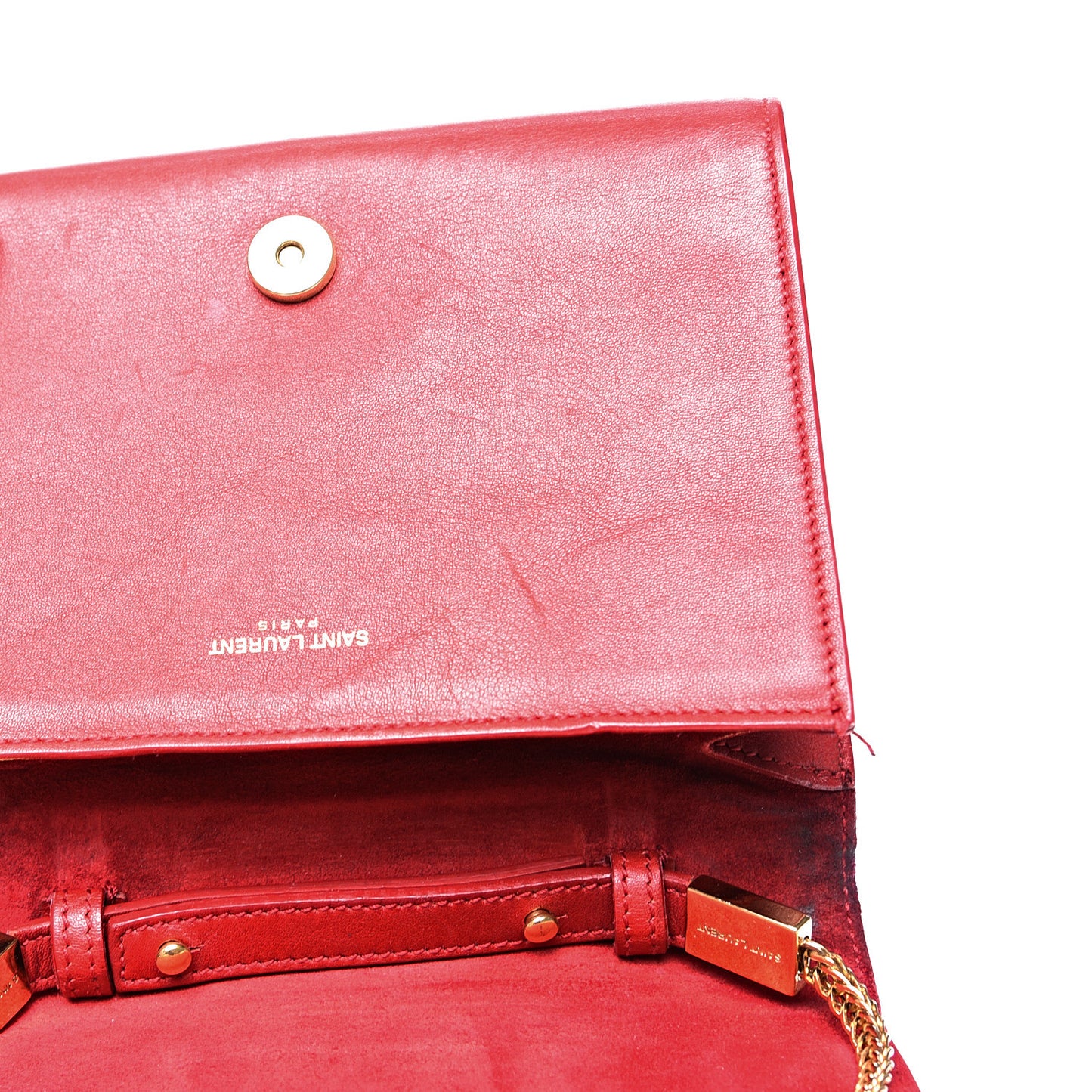 Calfskin Classic Y Ligne Chain Wallet Red