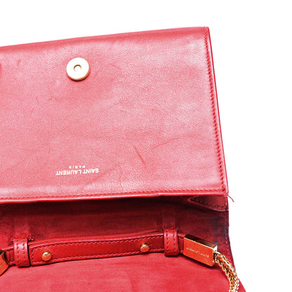 Saint Laurent Calfskin Classic Y Ligne Chain Wallet Red 9 of 16