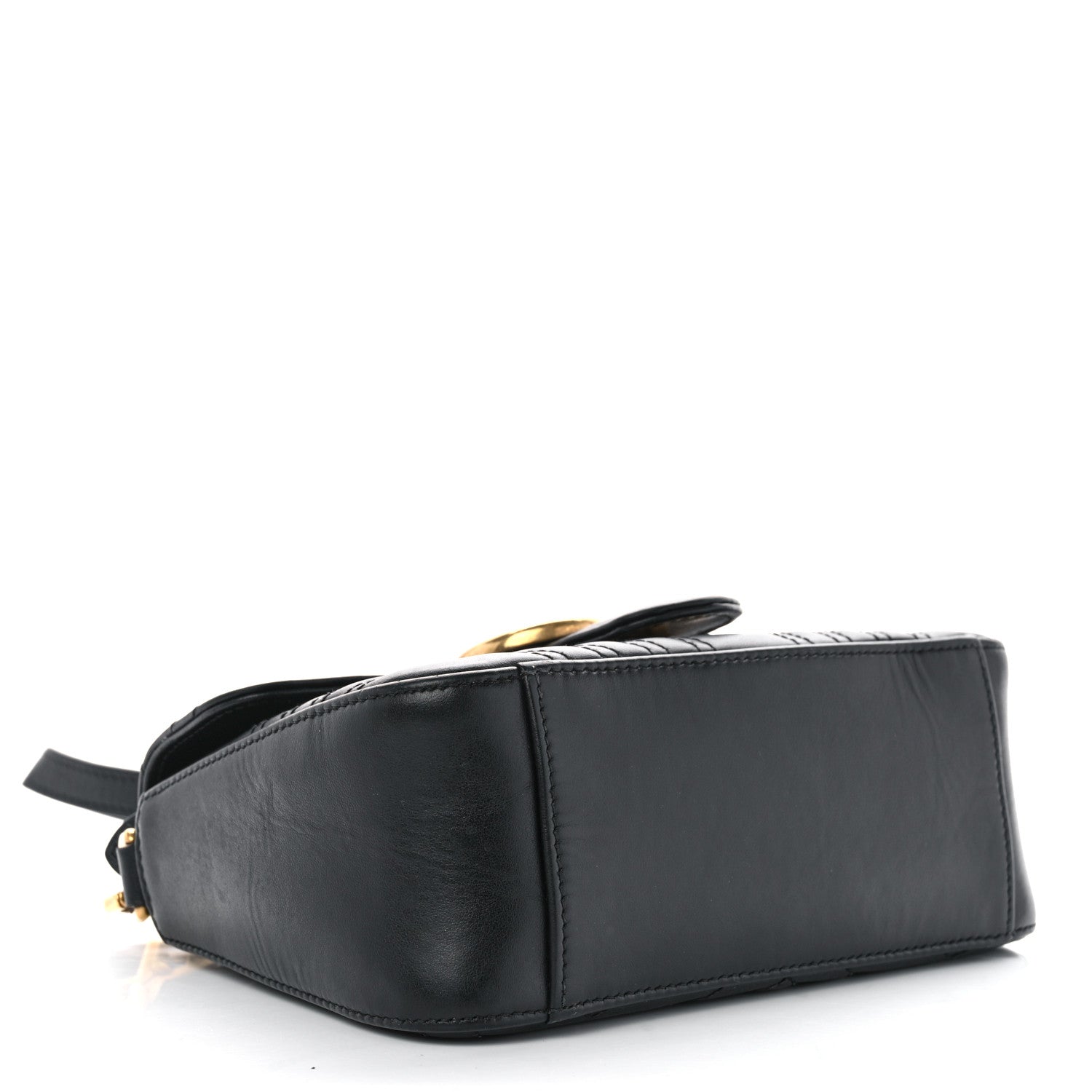 Gucci Calfskin Matelasse Mini GG Marmont Top Handle Shoulder Bag Black 4 of 15