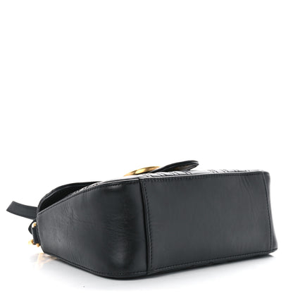 Gucci Calfskin Matelasse Mini GG Marmont Top Handle Shoulder Bag Black 4 of 15