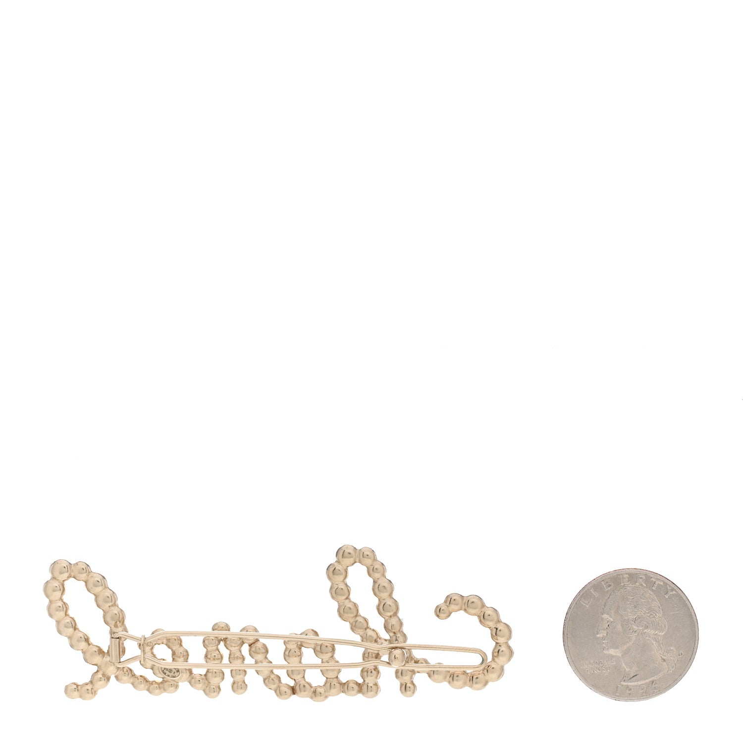 Chanel Metal Glass Swirling Pearls Hair Clip Gold 2 of 4