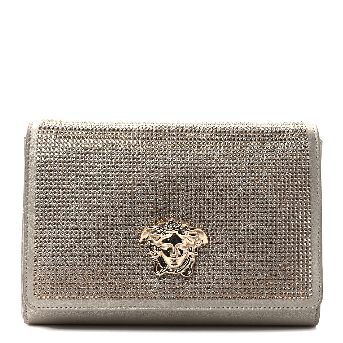 Suede Palazzo Crystal Chain Evening Bag Gold