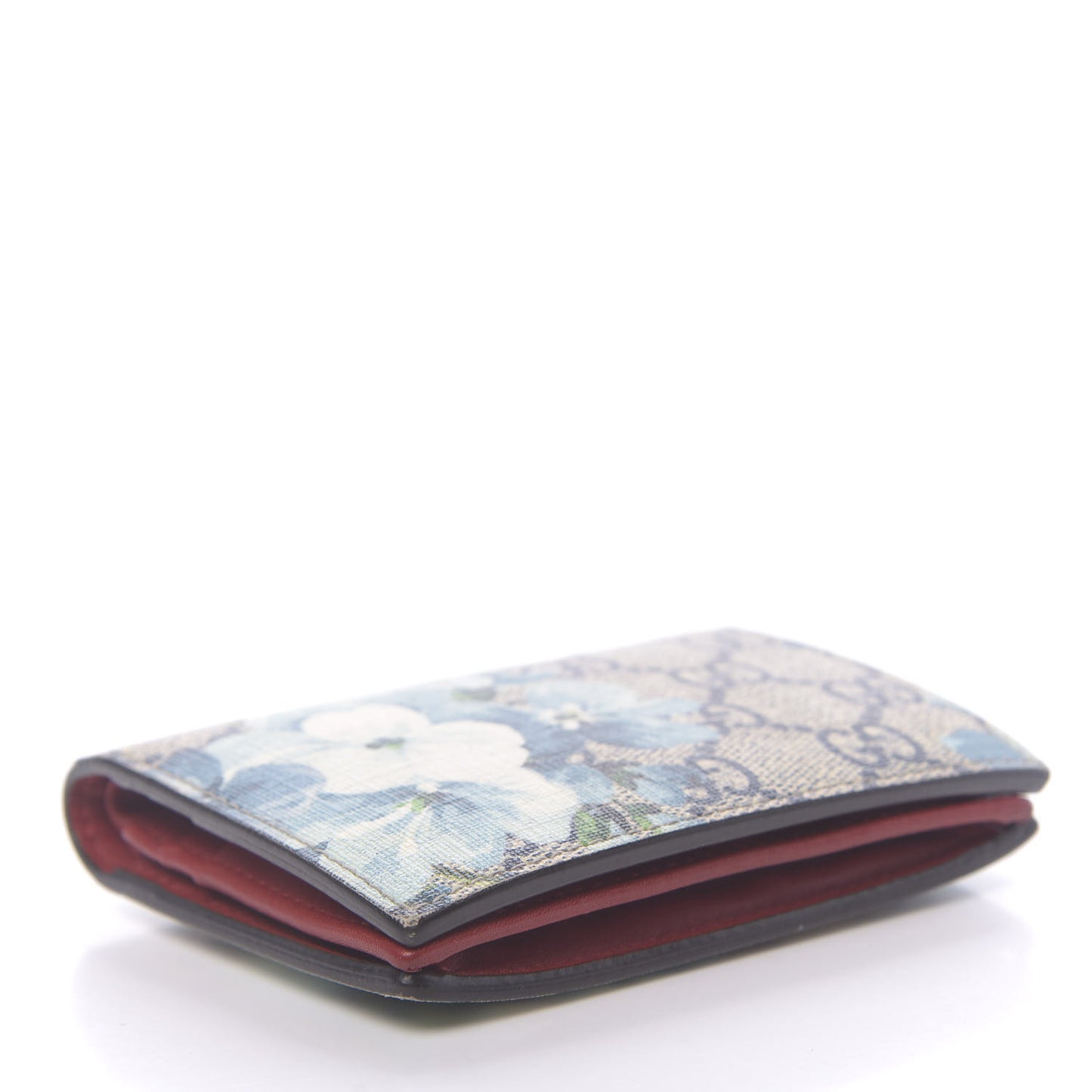 GG Supreme Monogram Blooms Card Case Beige Blue Navy Hibiscus Red