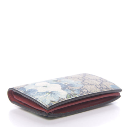 Gucci GG Supreme Monogram Blooms Card Case Beige Blue Navy Hibiscus Red 4 of 7