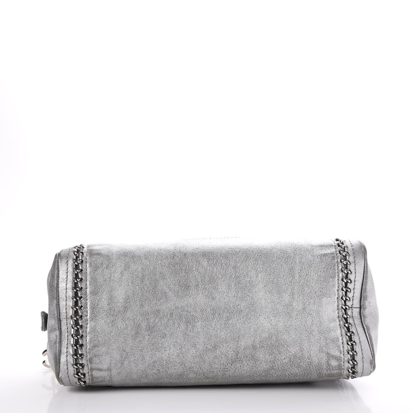 Metallic Goatskin Medium Luxe Ligne Bowler Tote Silver