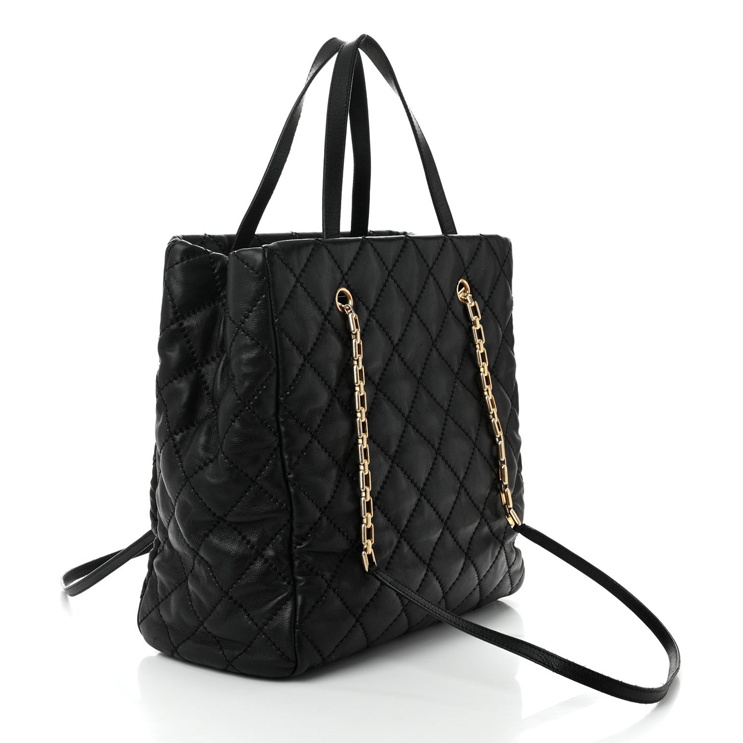 Chanel Calfskin Quilted Large Retro Chain Tote Black 3 of 12