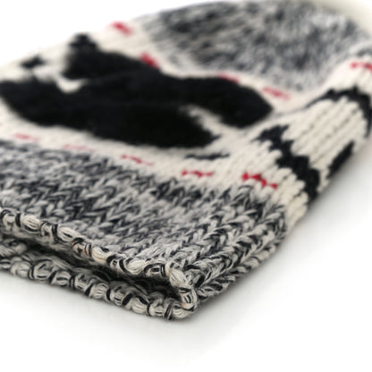 Chanel Wool Shearling CC Beanie Hat Ivory Black Red 5 of 8