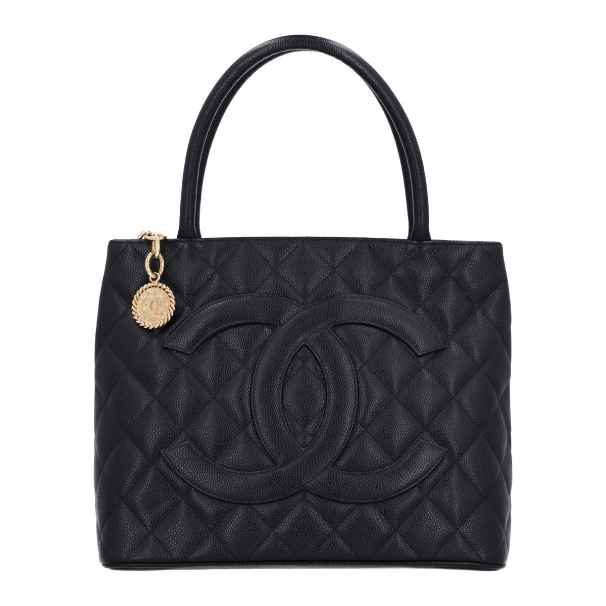 Caviar Quilted Medallion Tote Black