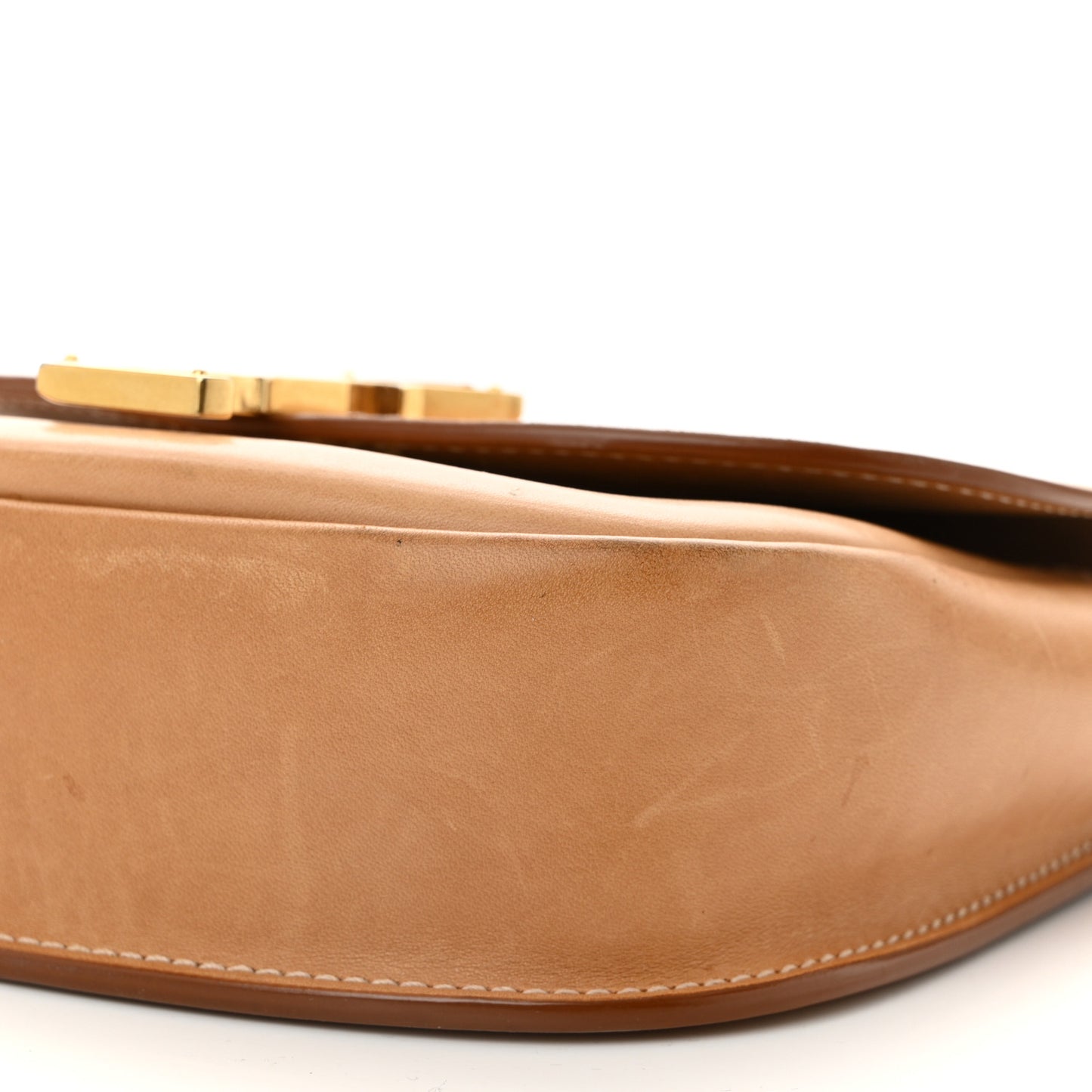 Smooth Vintage Calfskin Small Kaia Satchel Brown Gold