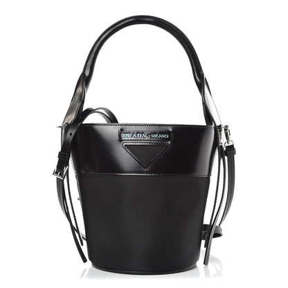 Prada Calfskin Tessuto Nylon Ouverture Bucket Bag Black 1 of 9
