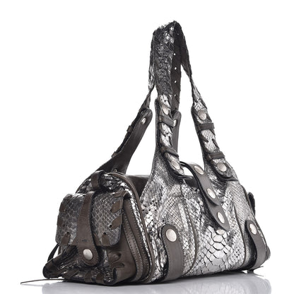 Chloe Metallic Python Silverado Shoulder Bag Silver Grey 3 of 9