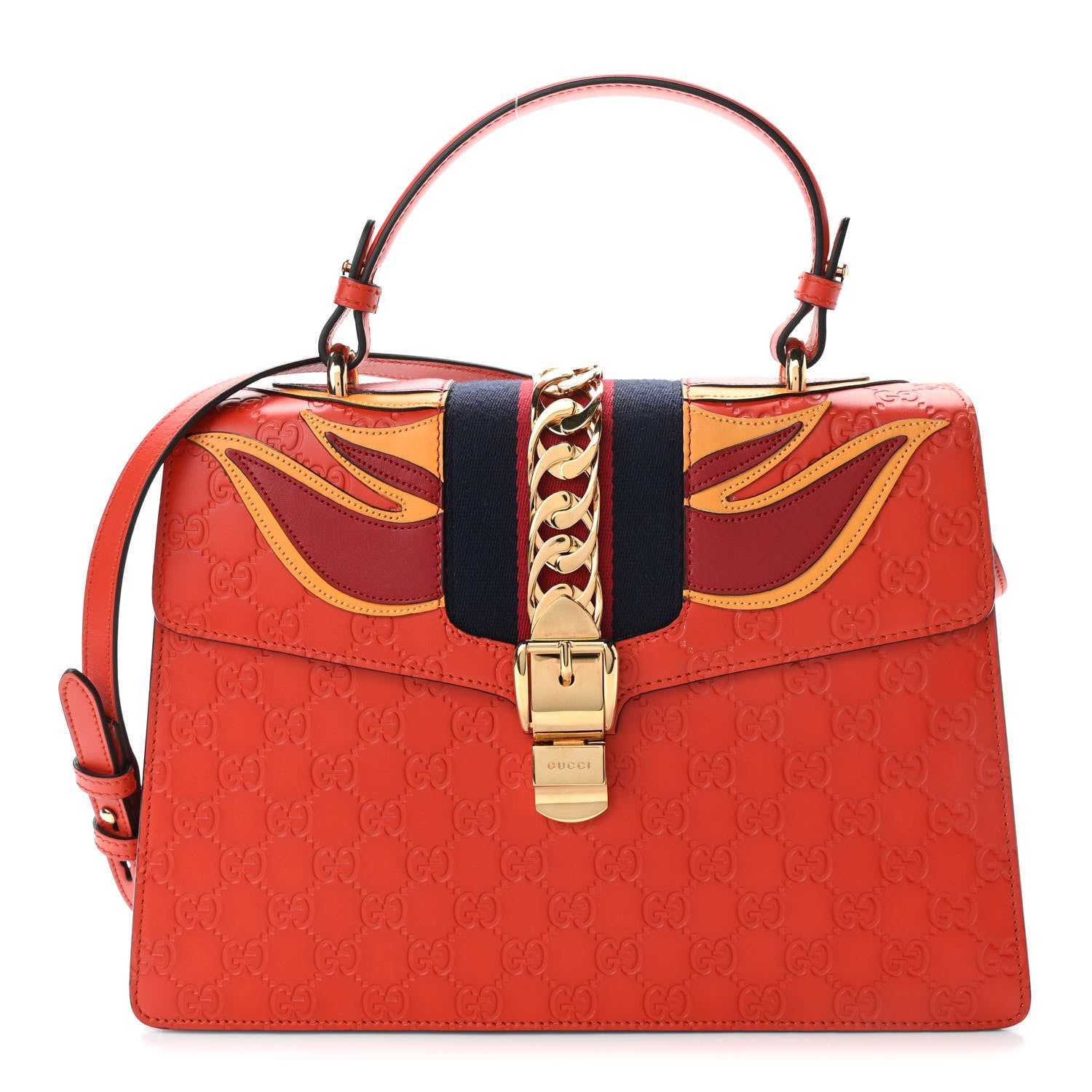 Gucci Guccissima Signature Medium Sylvie Top Handle Bag Orange 1 of 11