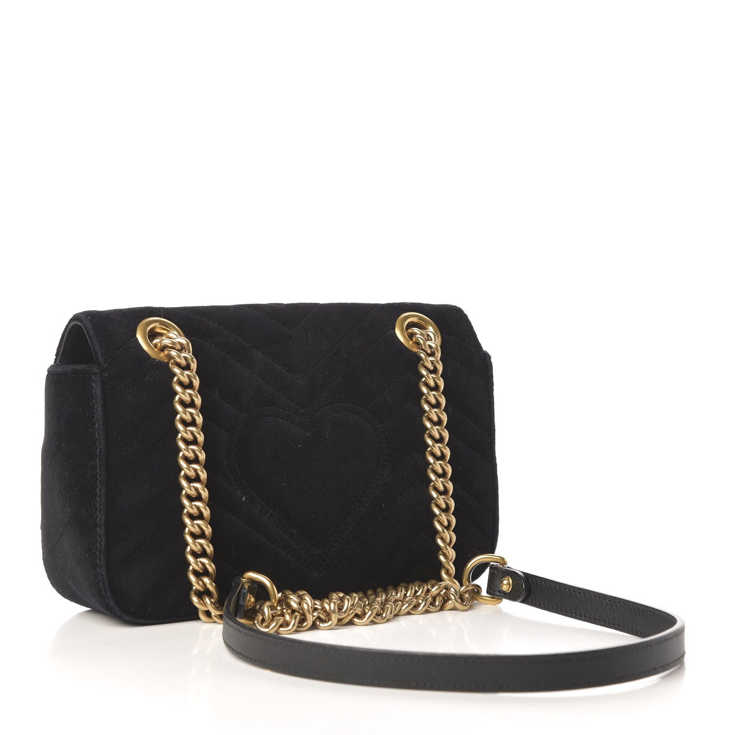 Gucci Velvet Matelasse Mini GG Marmont Shoulder Bag Black 2 of 9