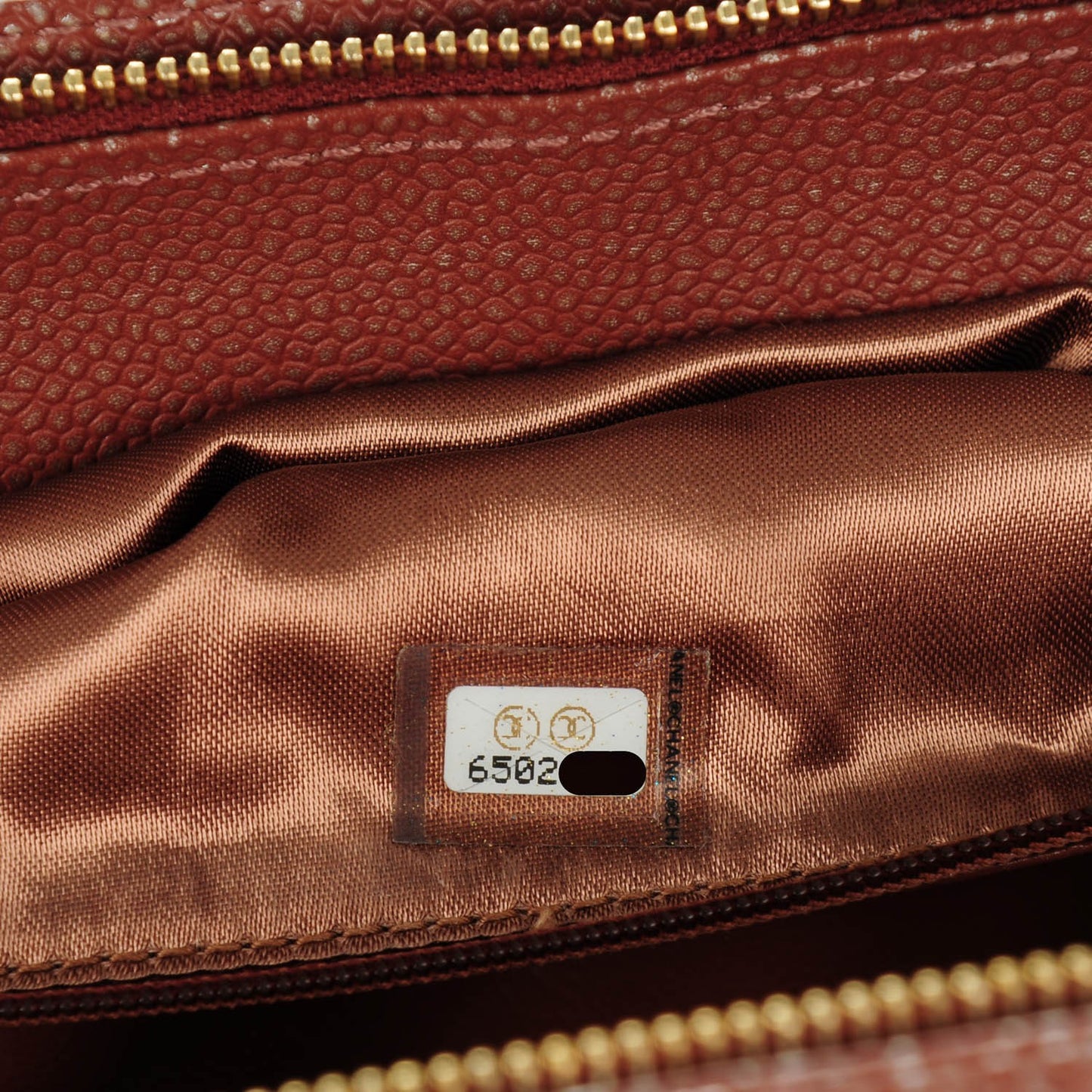 Metallic Caviar Shoulder Bag Brown