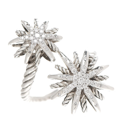 David Yurman Sterling Silver Diamond 28mm Open Starburst Ring 52 6 1 of 5