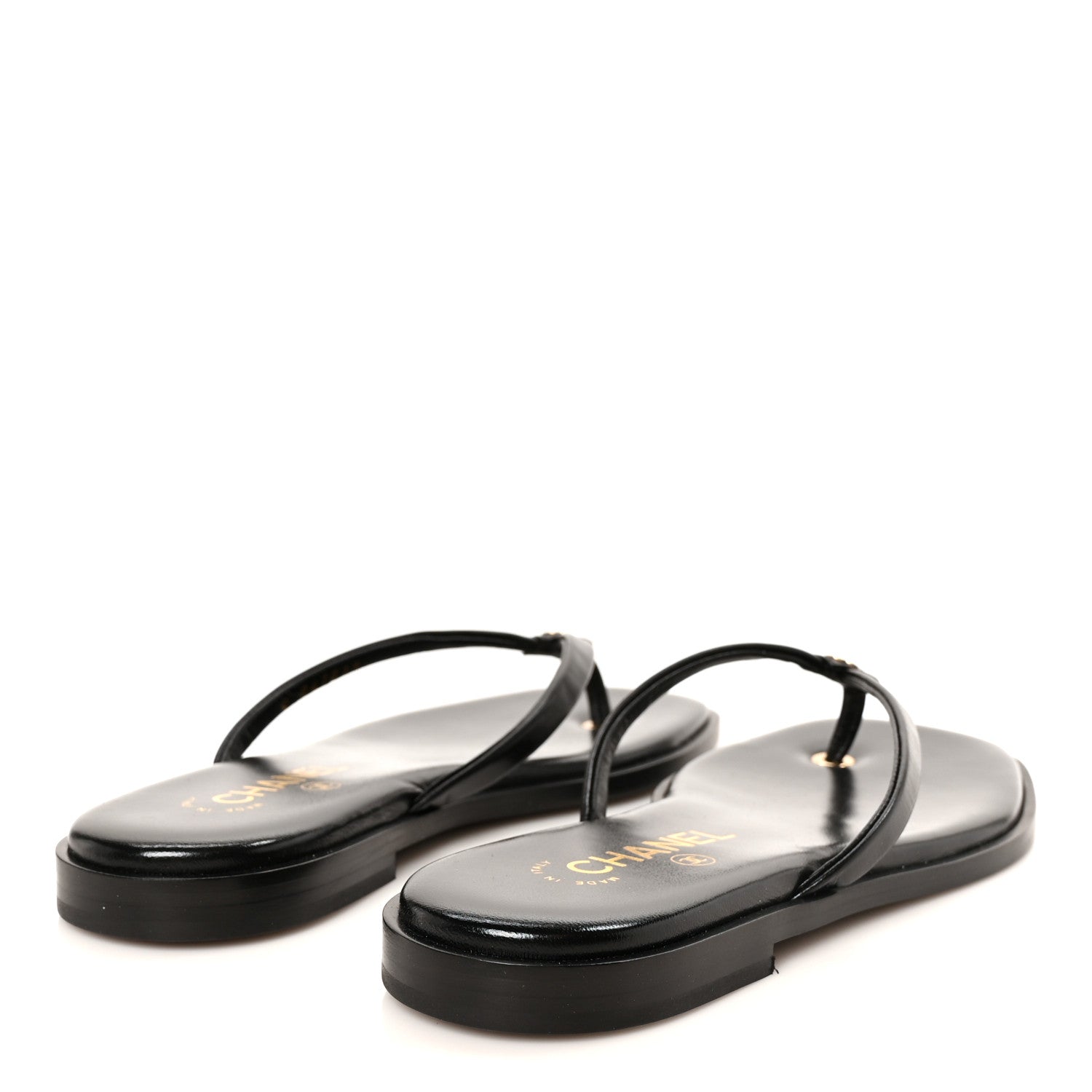 Chanel Goatskin CC Times Square Thong Sandals 38 Black 5 of 10
