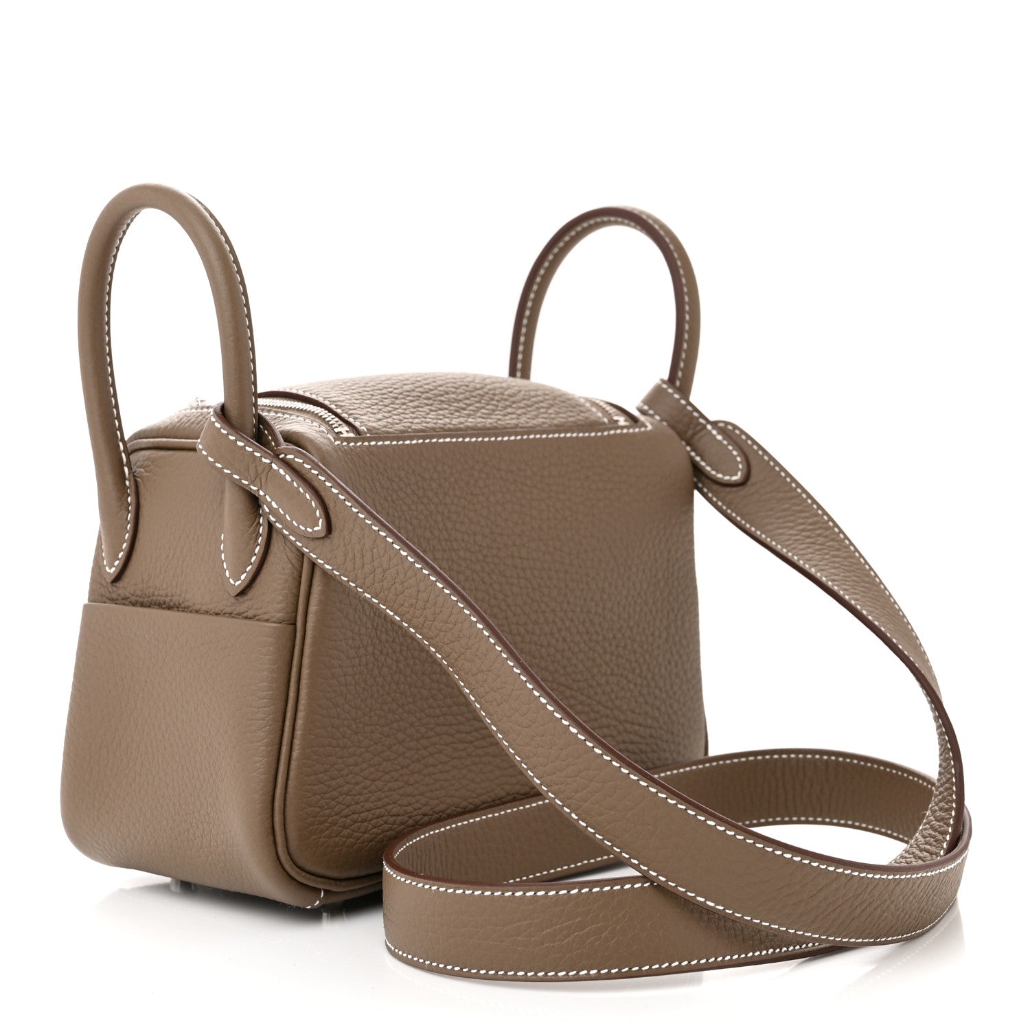 Hermes Taurillon Clemence Mini Lindy 20 Etoupe 3 of 11